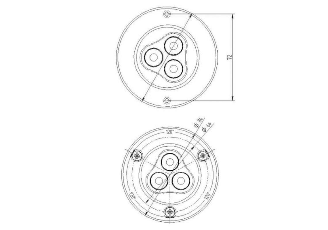 Spot LED 12/24Vdc à encastrer pour éclairage bus/cars